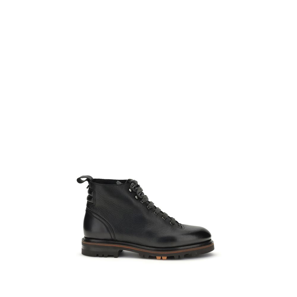 Black Calf Leather Bos Taurus Lace-Up Boots