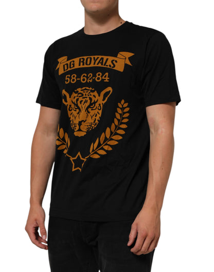 Black DG Royals Cotton Crew Neck Men T-shirt