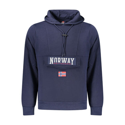 Blue Cotton Men's Hooded Sweatshirt