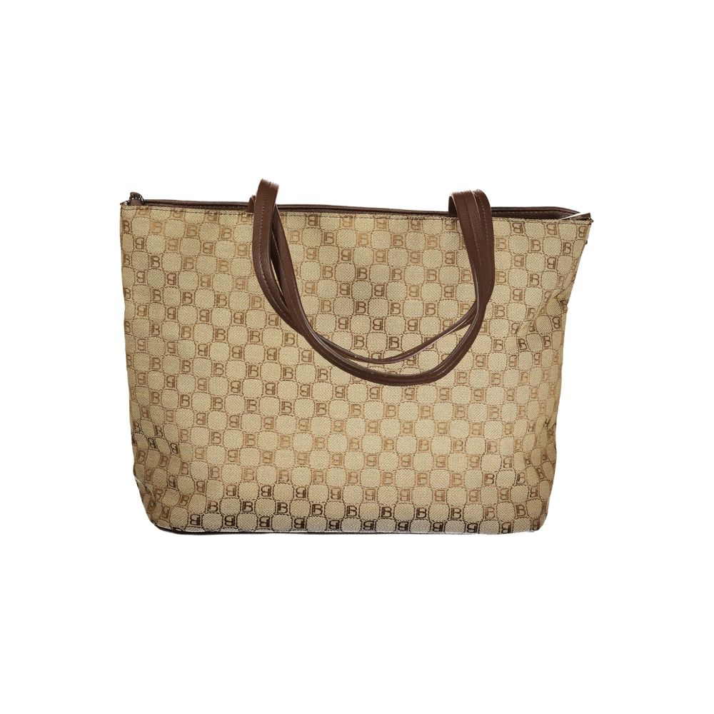Beige Polyester Women Handbag