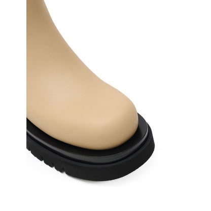 Beige Leather Chelsea Boots