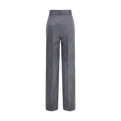 Gray Fleece Wool Casual Pants