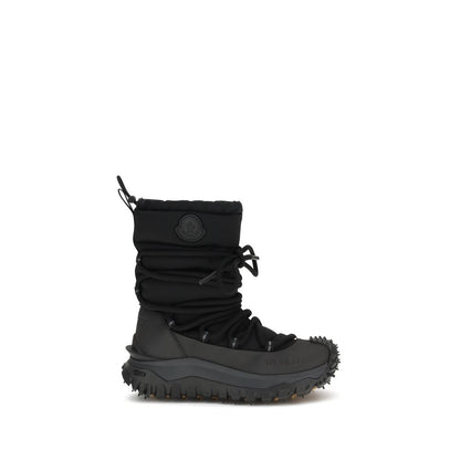 Black Polyamide Lace-Up Boots