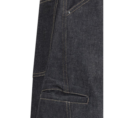 Blue Cotton Straight-Leg Jeans