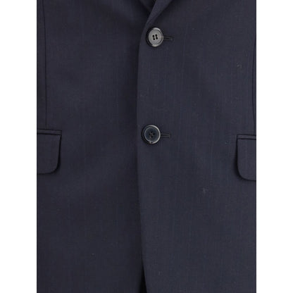 Blue Fleece Wool Two-Piece Suit