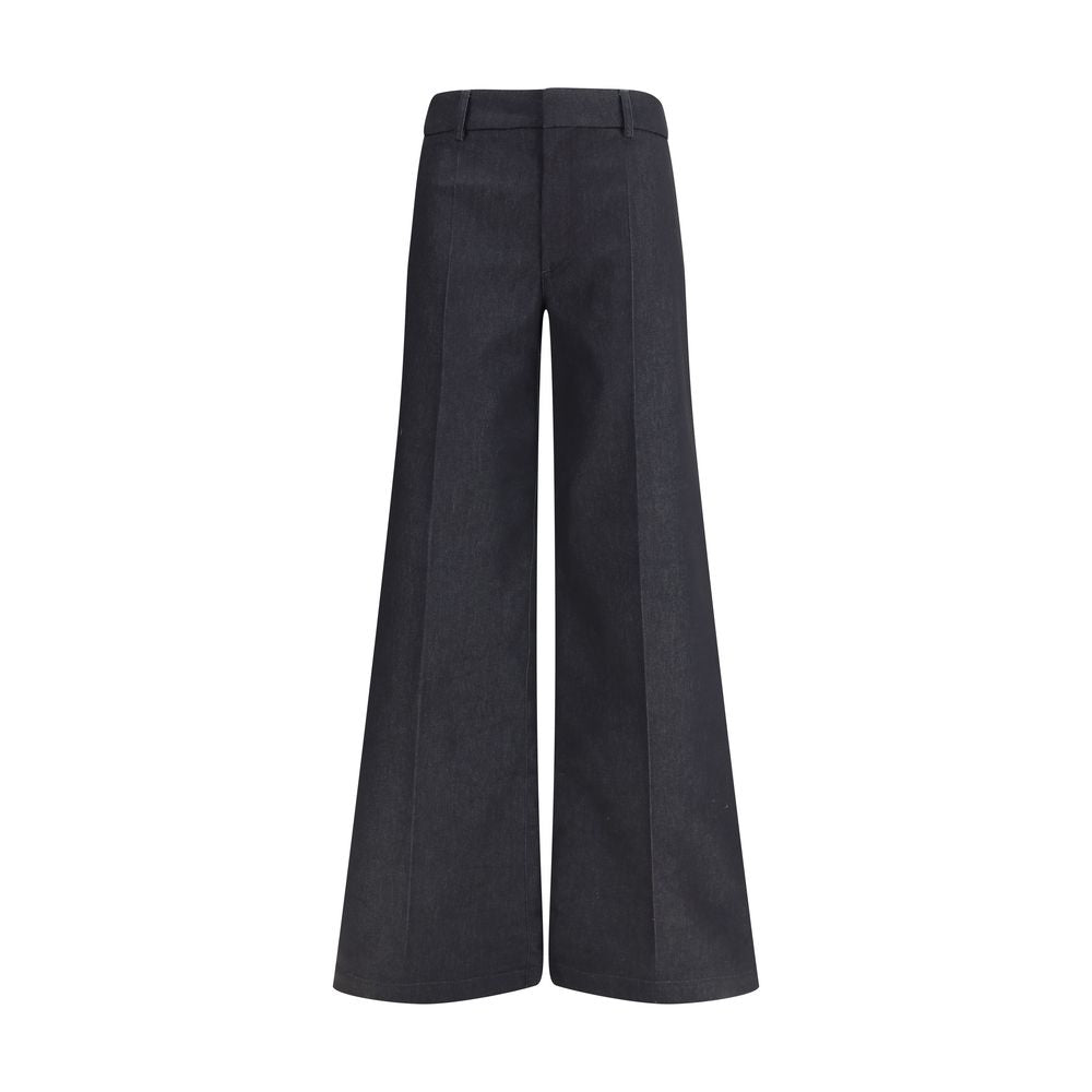Black Polyester Flared Pants
