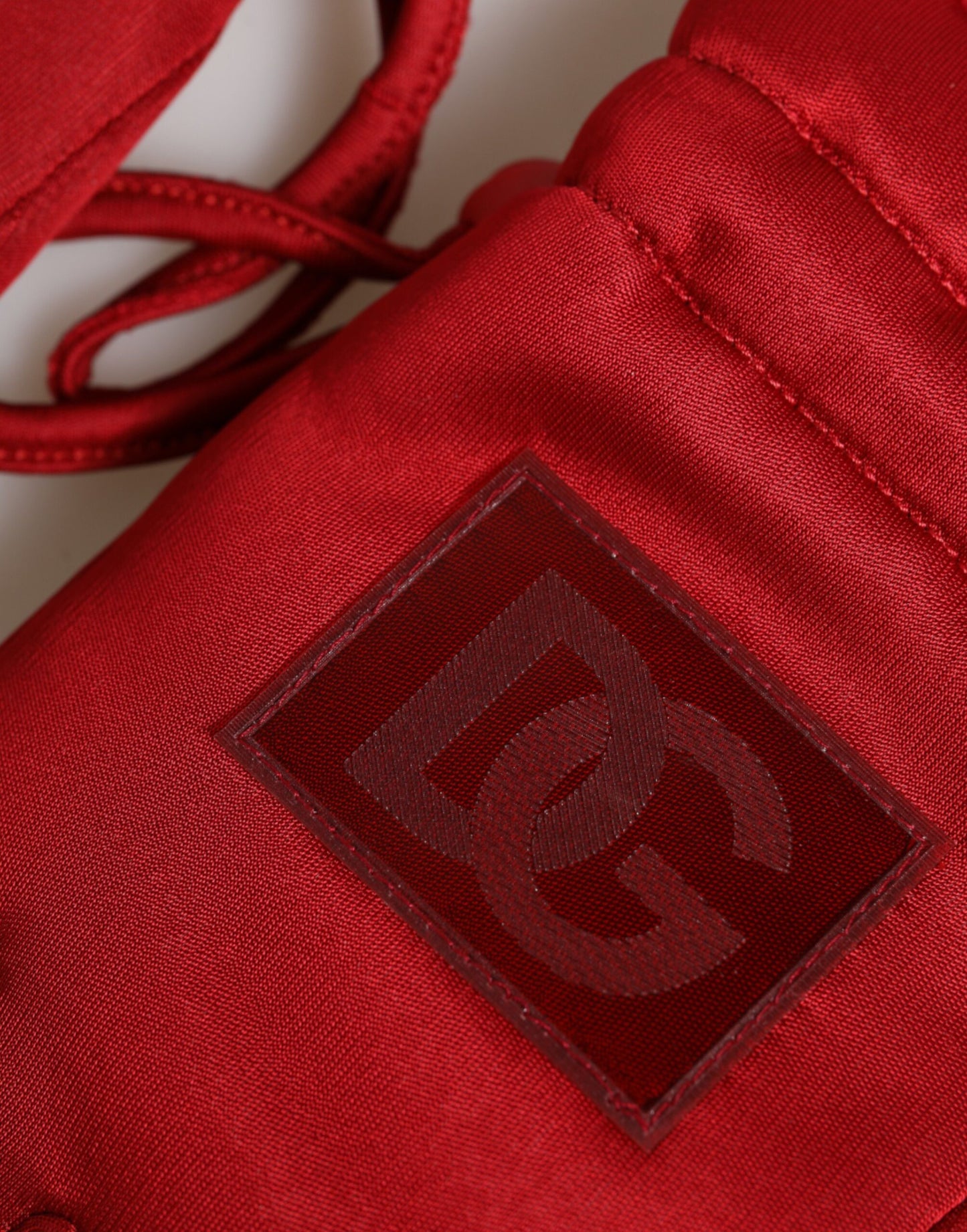 Red Viscose Motorcycle Biker Mitten Gloves