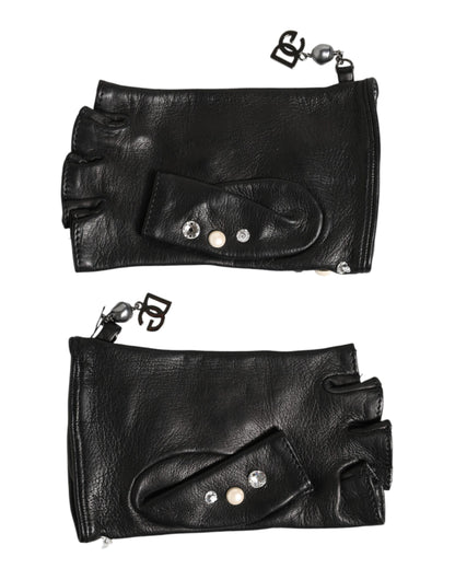 Blue Logo Fingerless Wrist Length Mitten Gloves