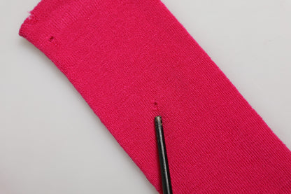 Pink Wool Fingerless Elbow Length Mitten Gloves