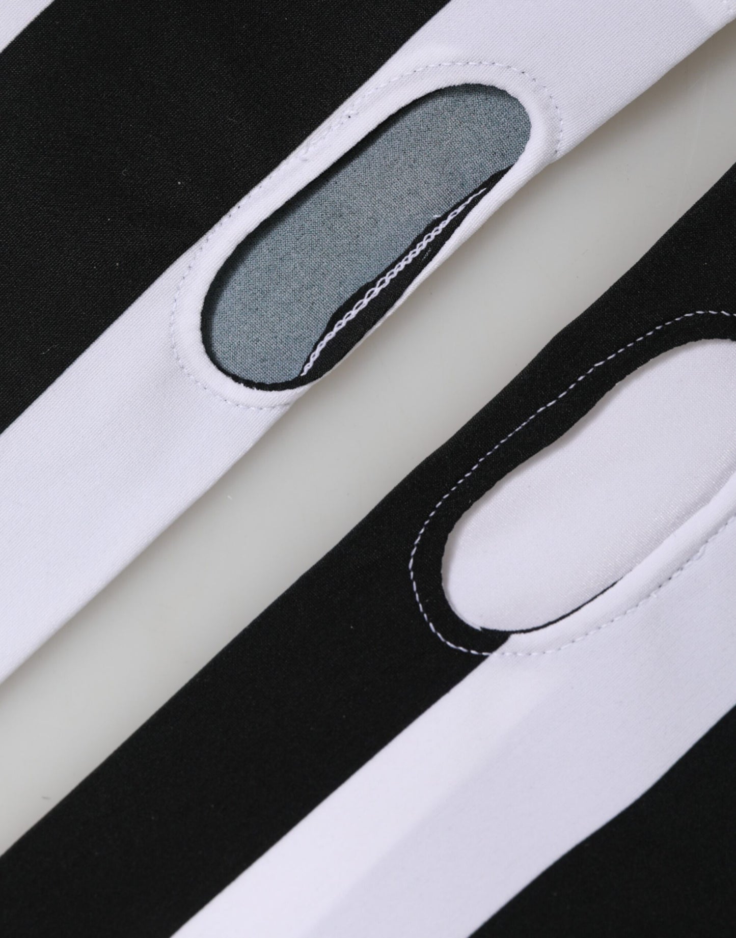 Black White Nylon Fingerless Wrist Length Gloves