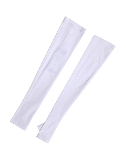 White Nylon Fingerless Elbow Length Women Gloves