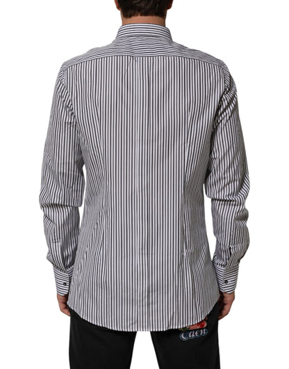 Black White Stripes Men GOLD Dress Shirt