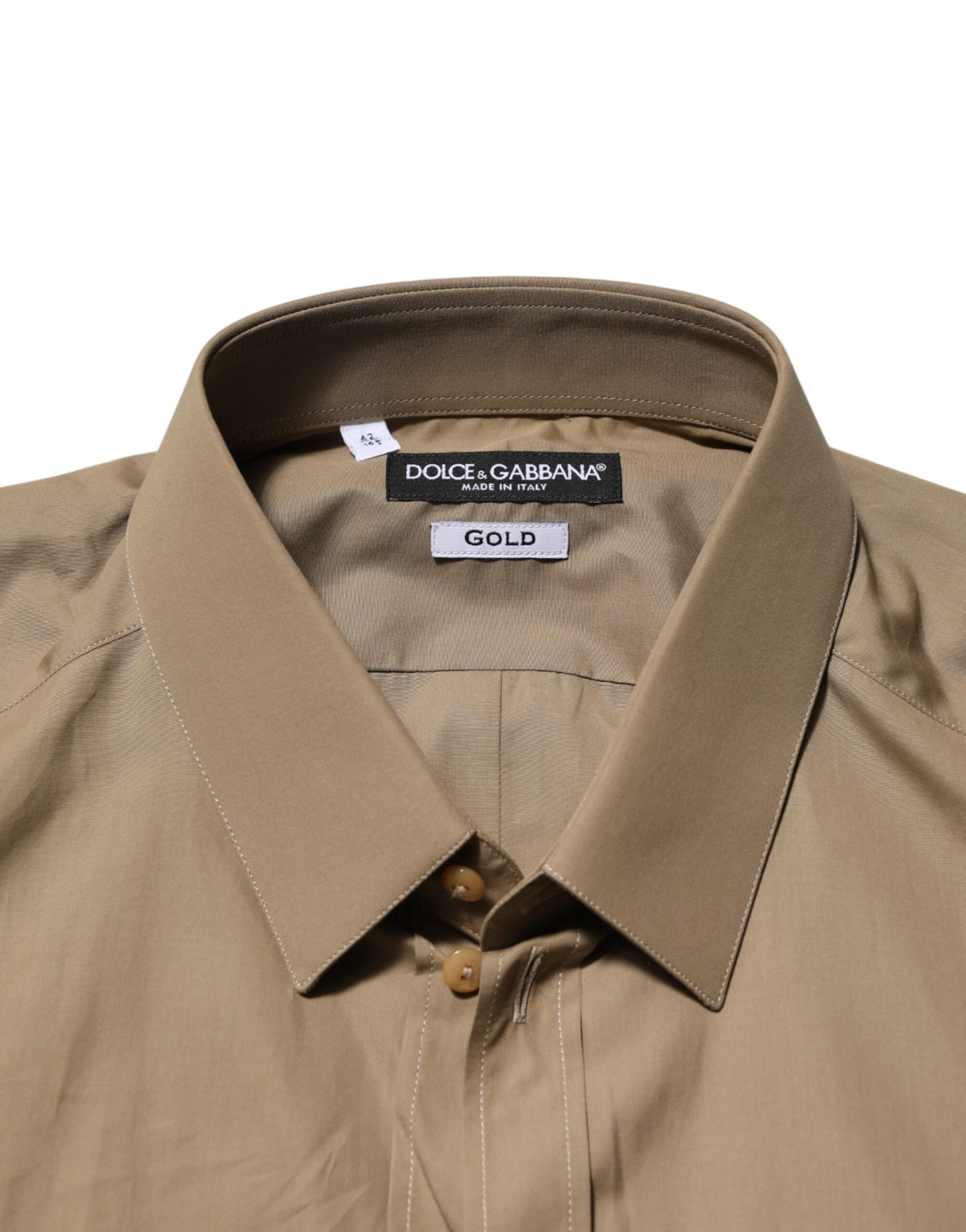 Brown Cotton Collared Men GOLD Dress Shirt