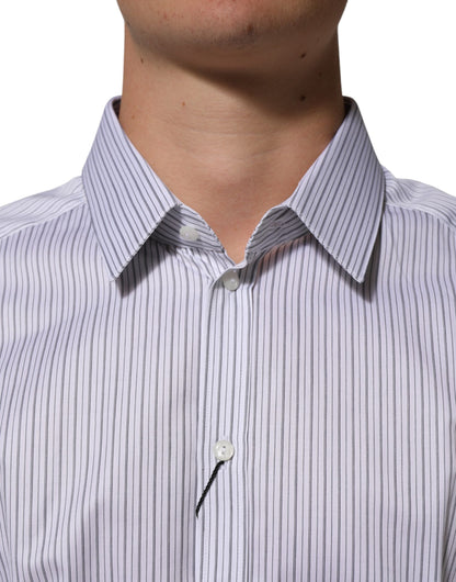 White Stripes Long Sleeves GOLD Dress Shirt