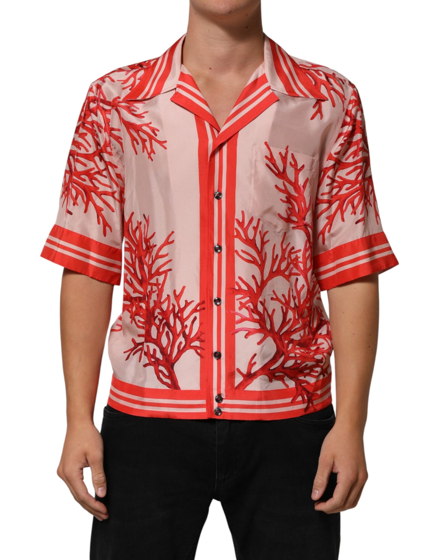 Red Corals Short Sleeves Collared Shirt