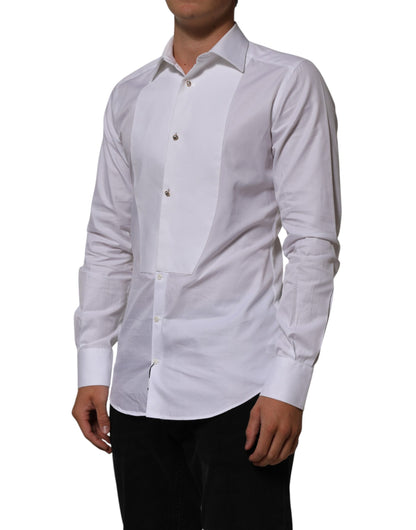 White Cotton Collared Bib GOLD Dress Shirt