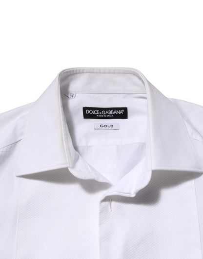 White Cotton Collared Bib GOLD Dress Shirt