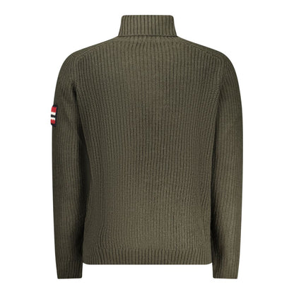 Green Wool Men Turtleneck Sweater