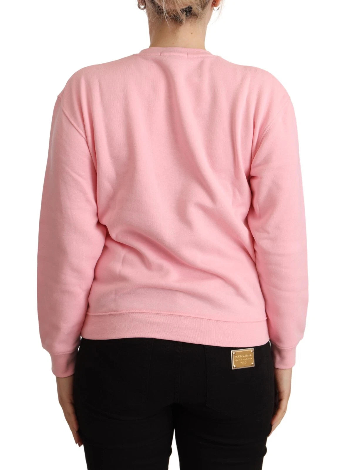 Pink Printed Long Sleeves Pullover Sweater