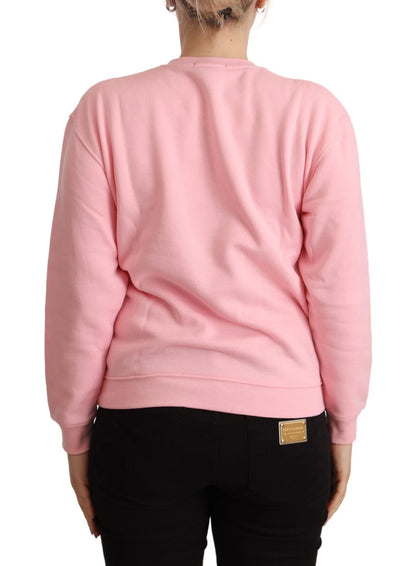 Pink Printed Long Sleeves Pullover Sweater