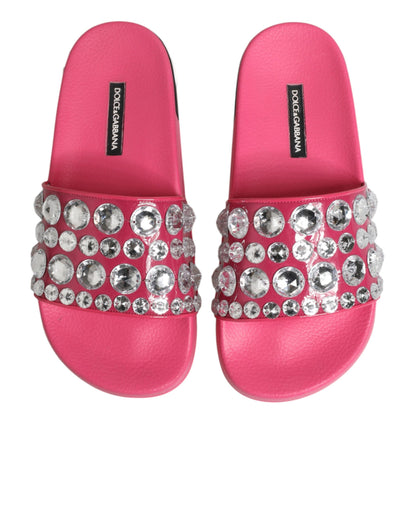 Pink Crystal Slides Sandals Beachwear Shoes