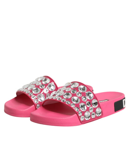 Pink Crystal Slides Sandals Beachwear Shoes