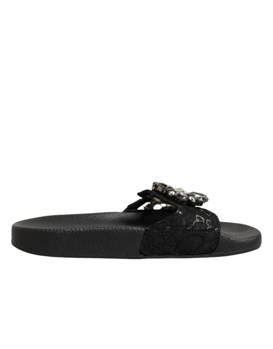 Black Devotion Matelassé Leather Slides Shoes