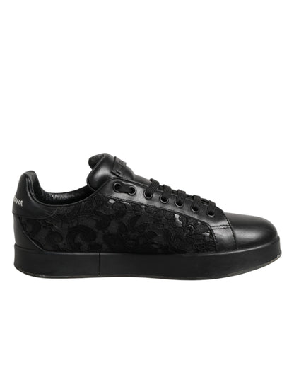 Black Floral Lace Low Top Sneaker Shoes