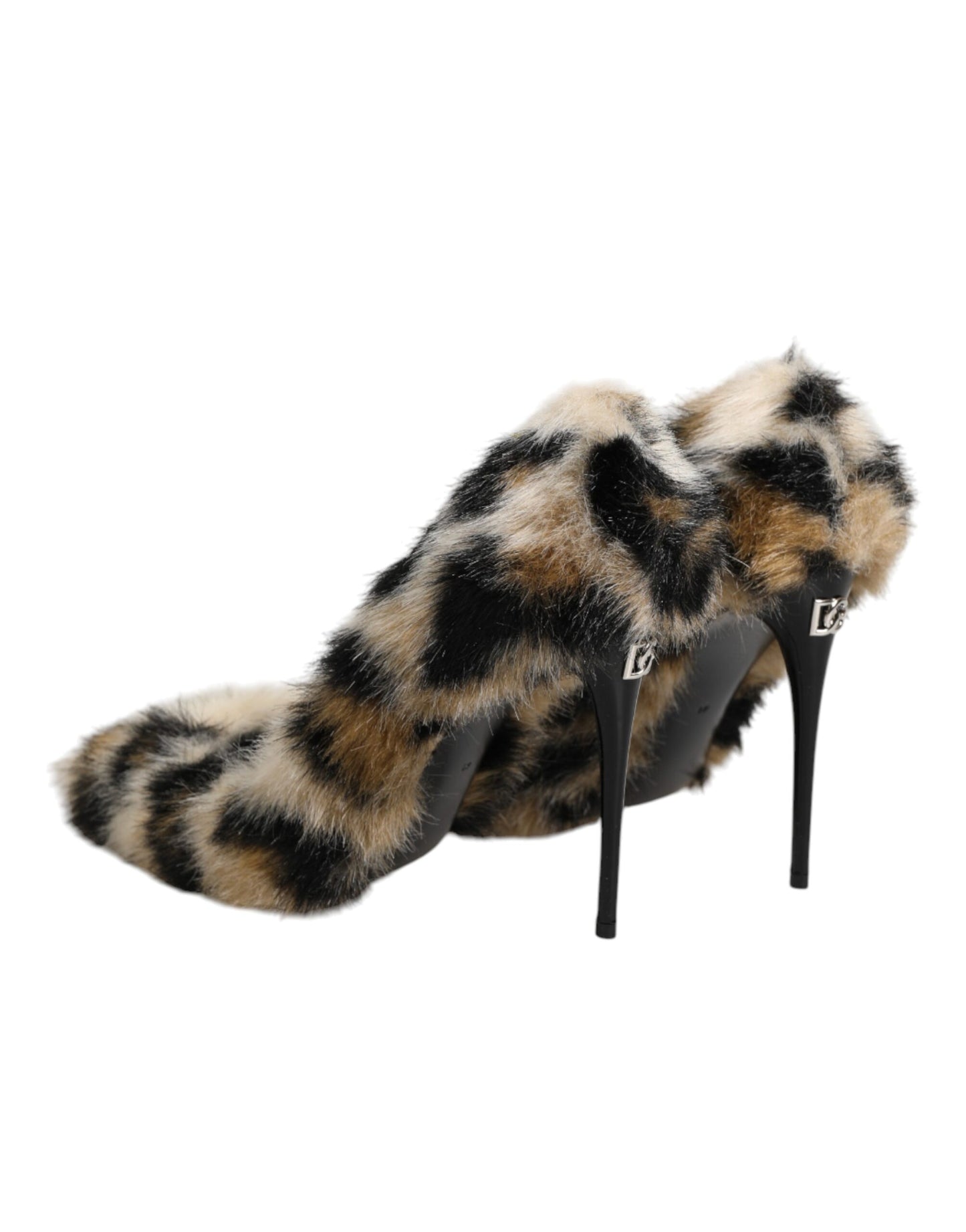 Brown Fur Leopard High Heels Pumps Shoes