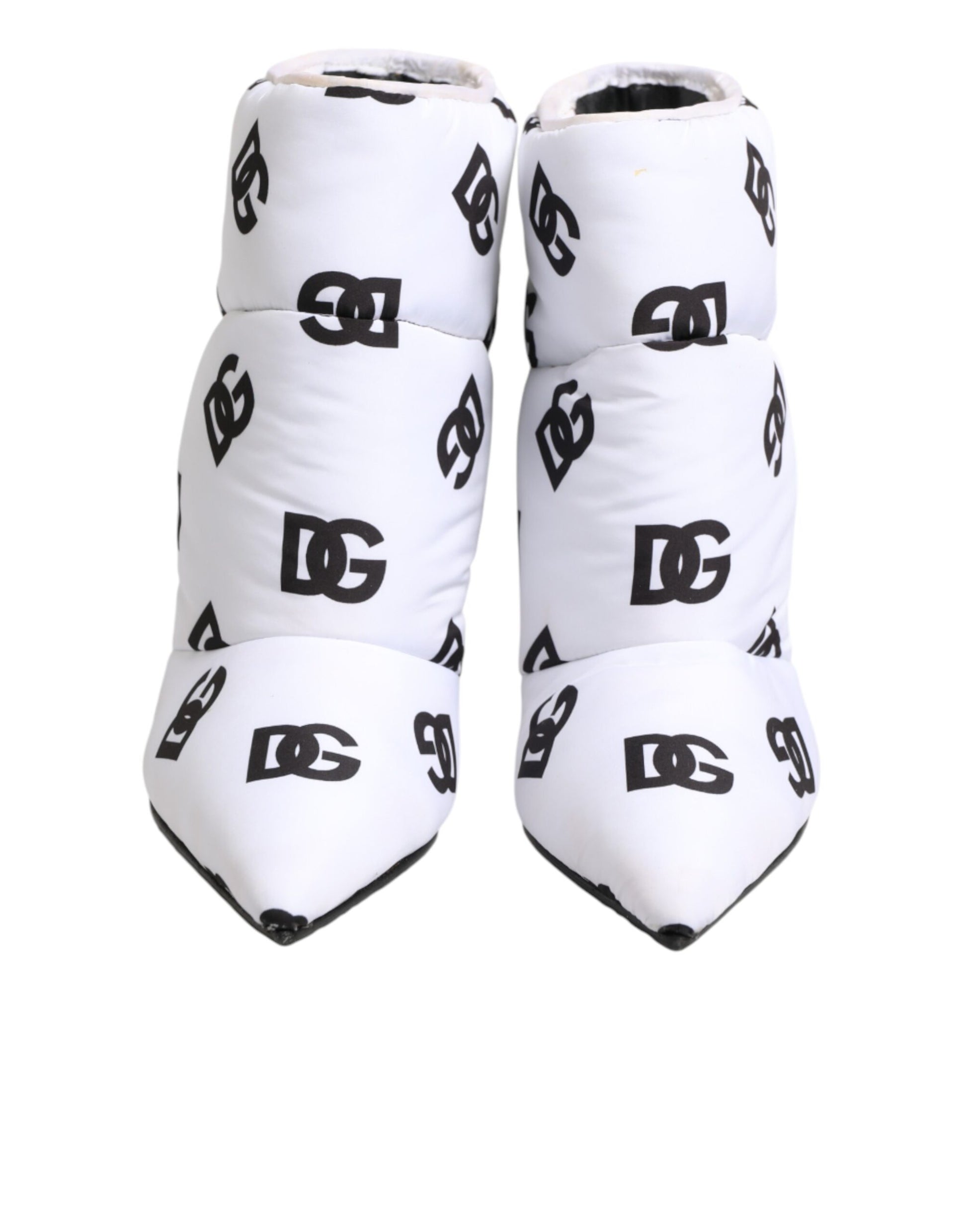 White DG Logo Heels Short Boots  Shoes