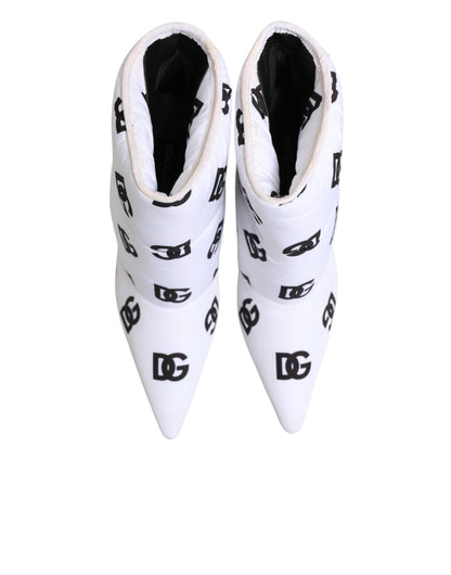 White DG Logo Heels Short Boots  Shoes