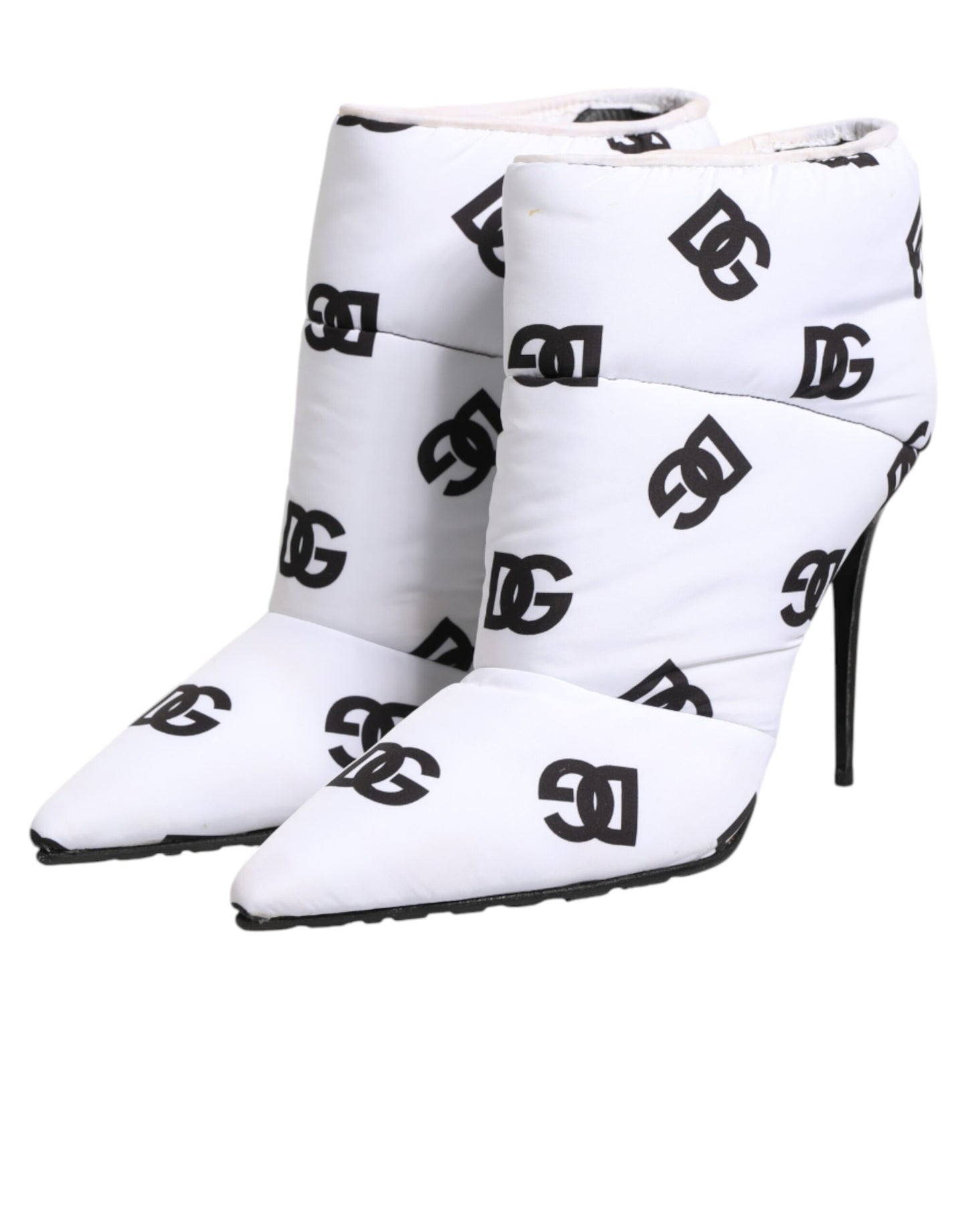 White DG Logo Heels Short Boots  Shoes