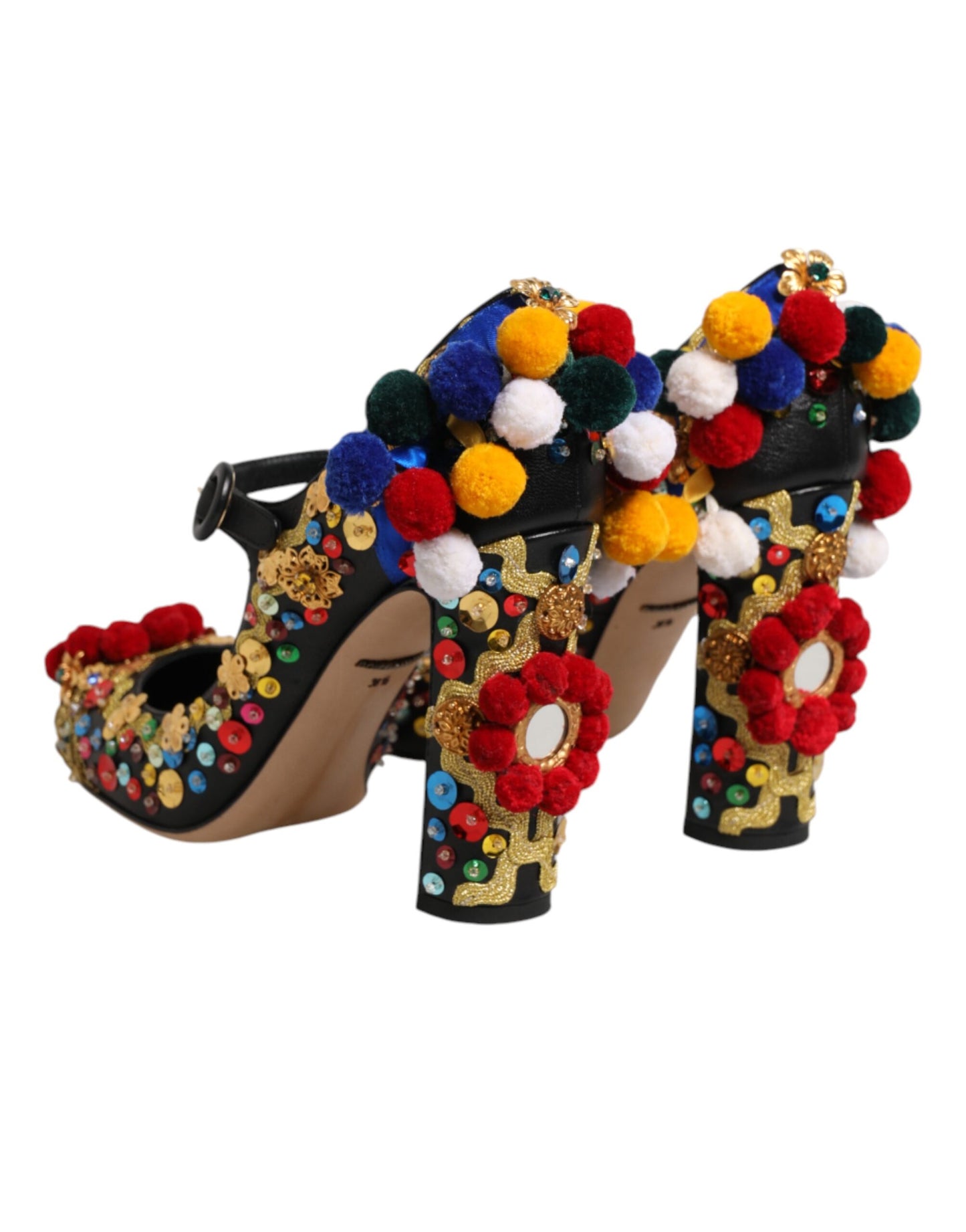 Black Gold Embellished MARY JANES Pumps  Shoes