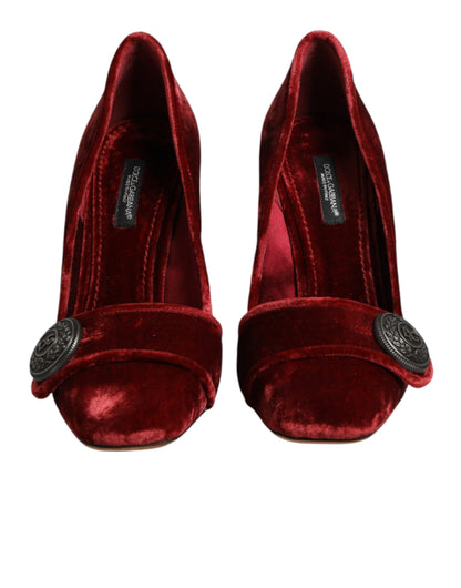 Red Velvet Embellished Heels Pumps  Shoes