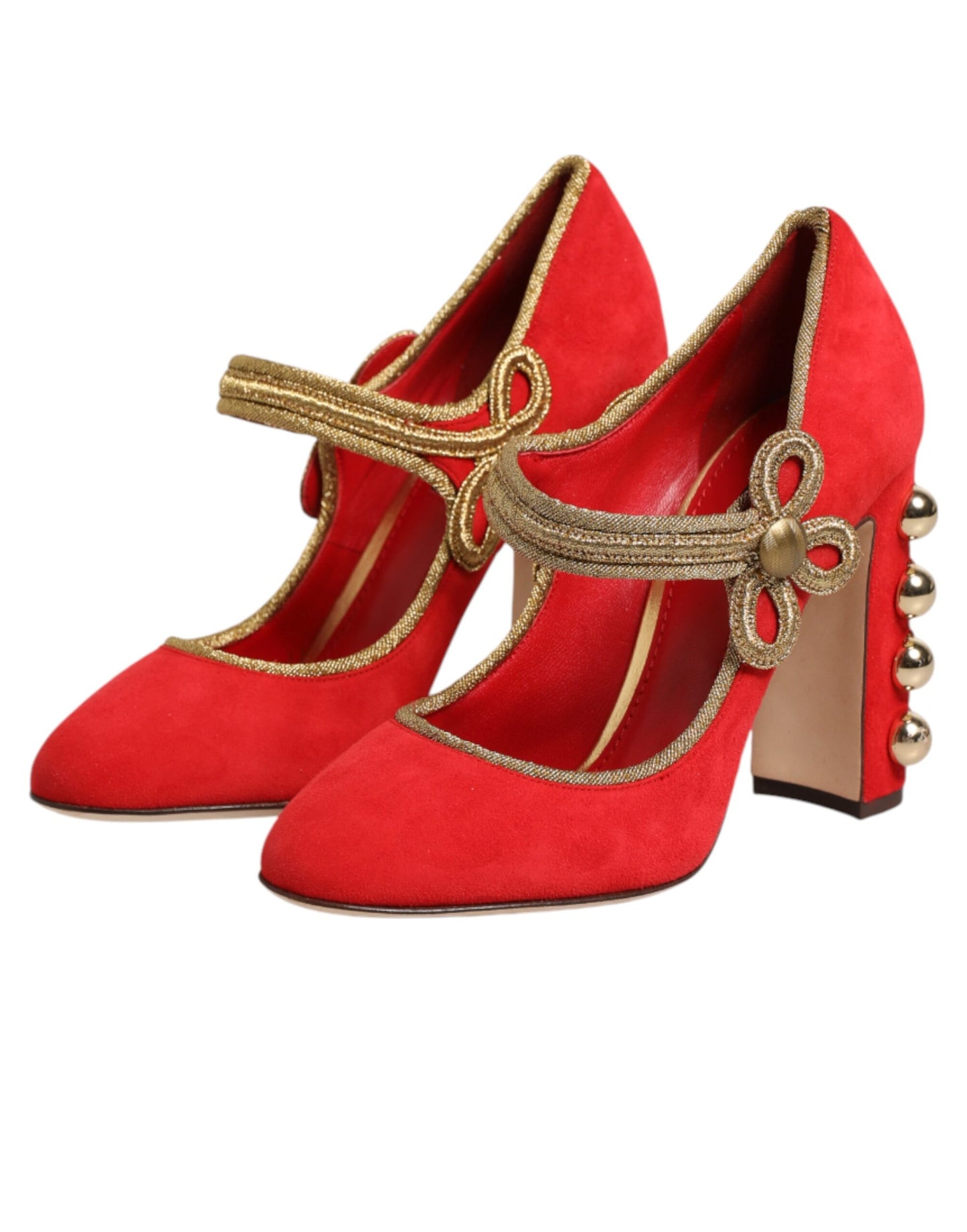 Red Embellished MARY JANES Pumps  Shoes