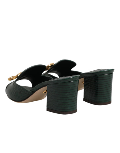 Green DG Amore Heel Slides Sandals Shoes