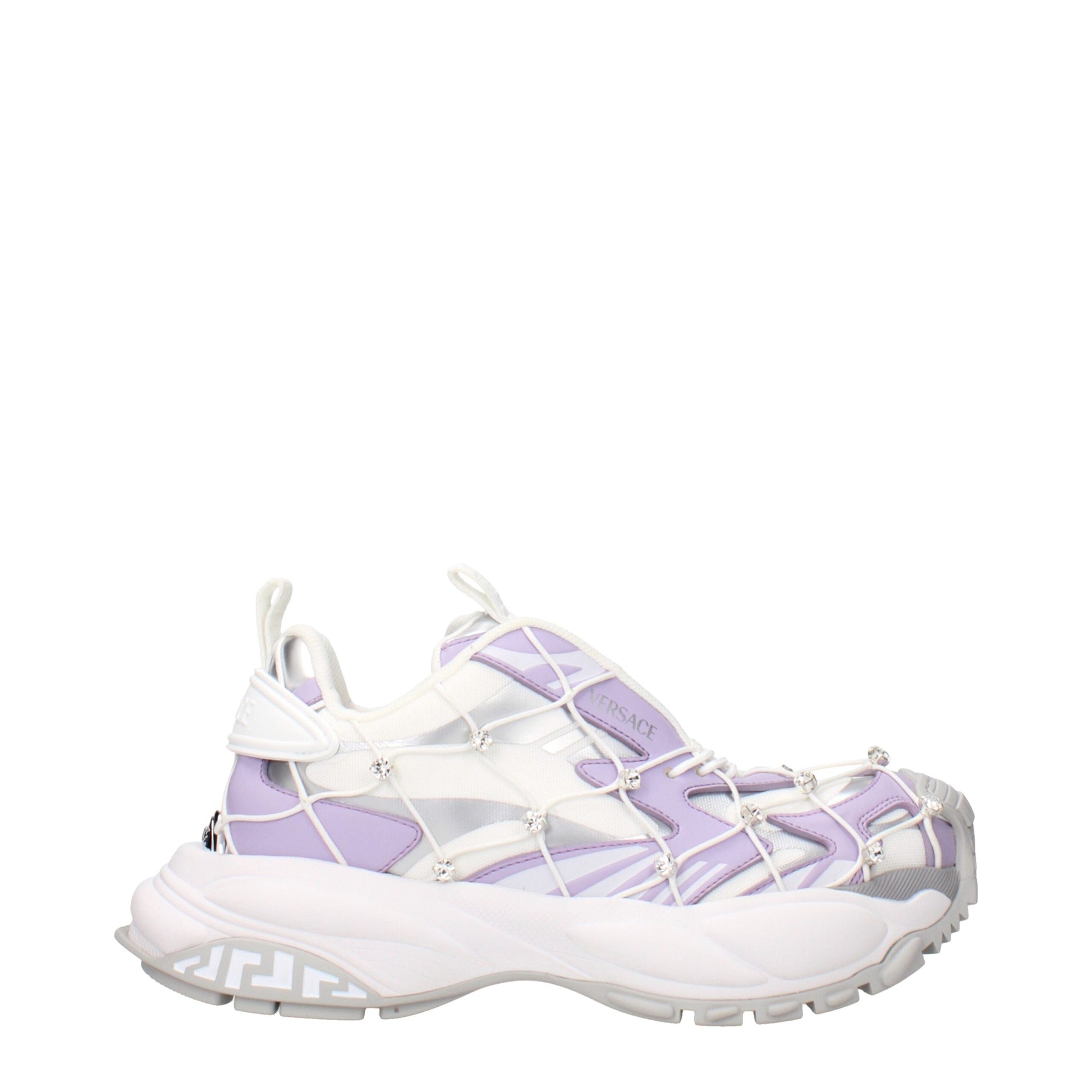 White Fabric Chunky Sneakers