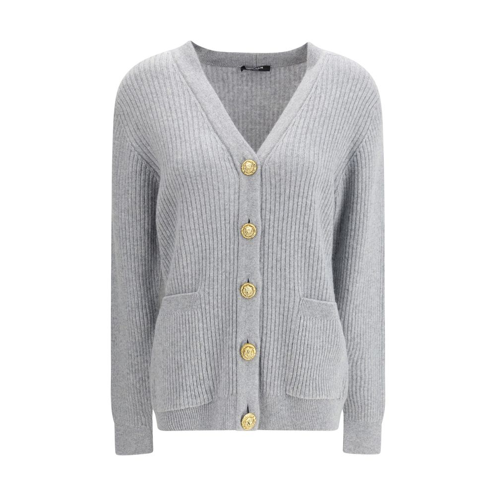 Gray Fleece Wool Cardigan