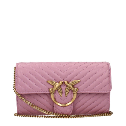 Pink Leather Clutch Bag