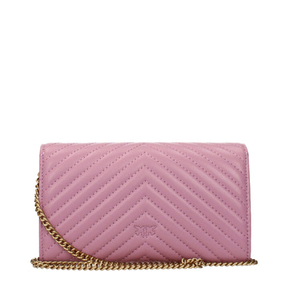 Pink Leather Clutch Bag