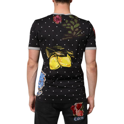 Black Polka Dot Lemons Horse Henley T-Shirt
