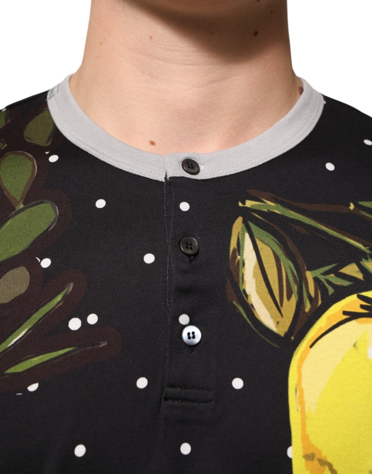 Black Polka Dot Lemons Horse Henley T-Shirt