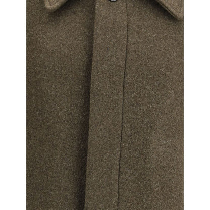 Green Fleece Wool Coat