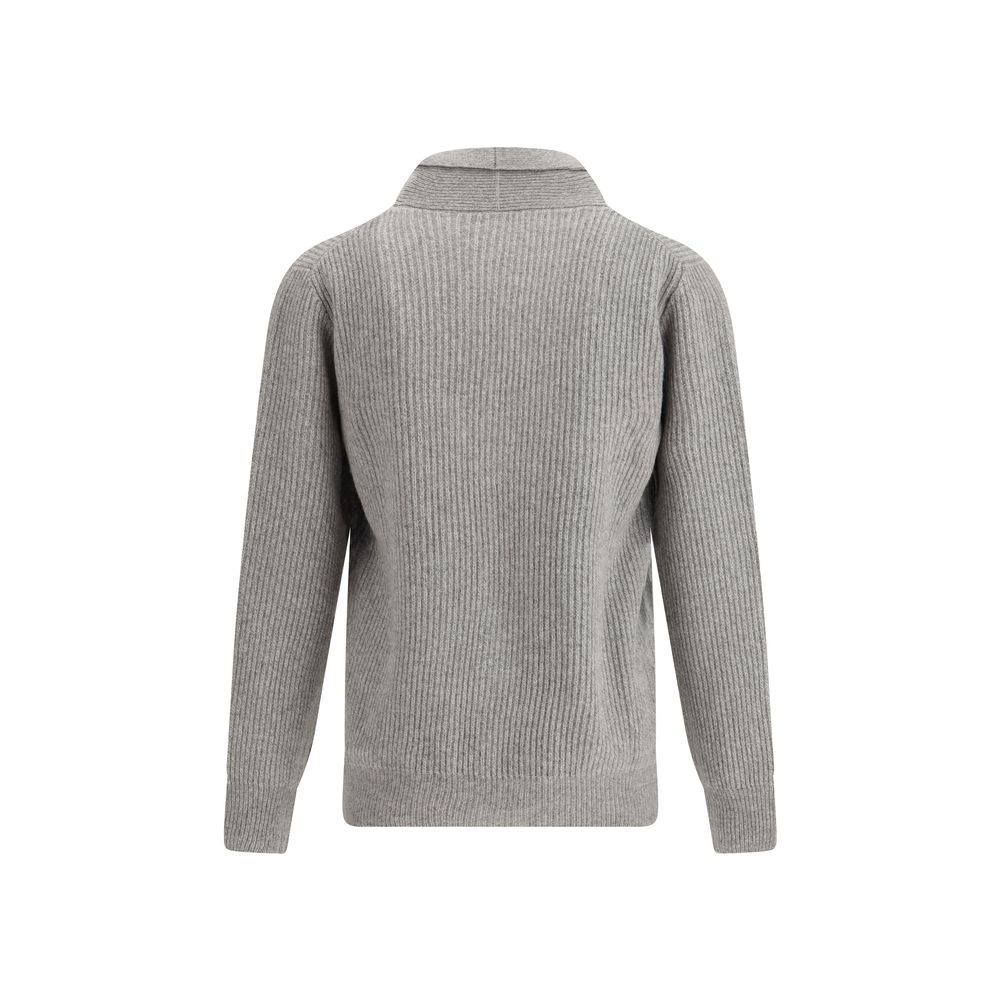 Gray Fleece Wool Cardigan