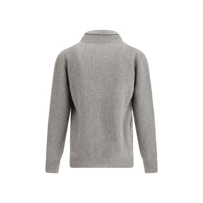 Gray Fleece Wool Cardigan