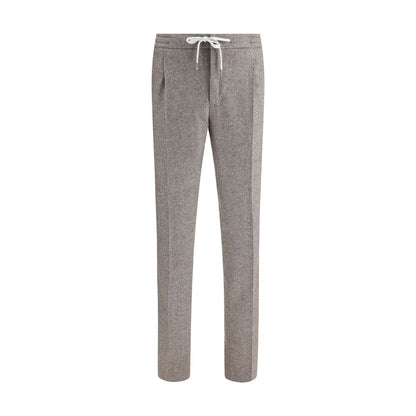Brown Fleece Wool Casual Pants