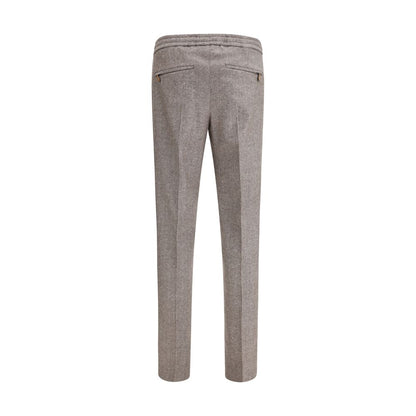 Brown Fleece Wool Casual Pants