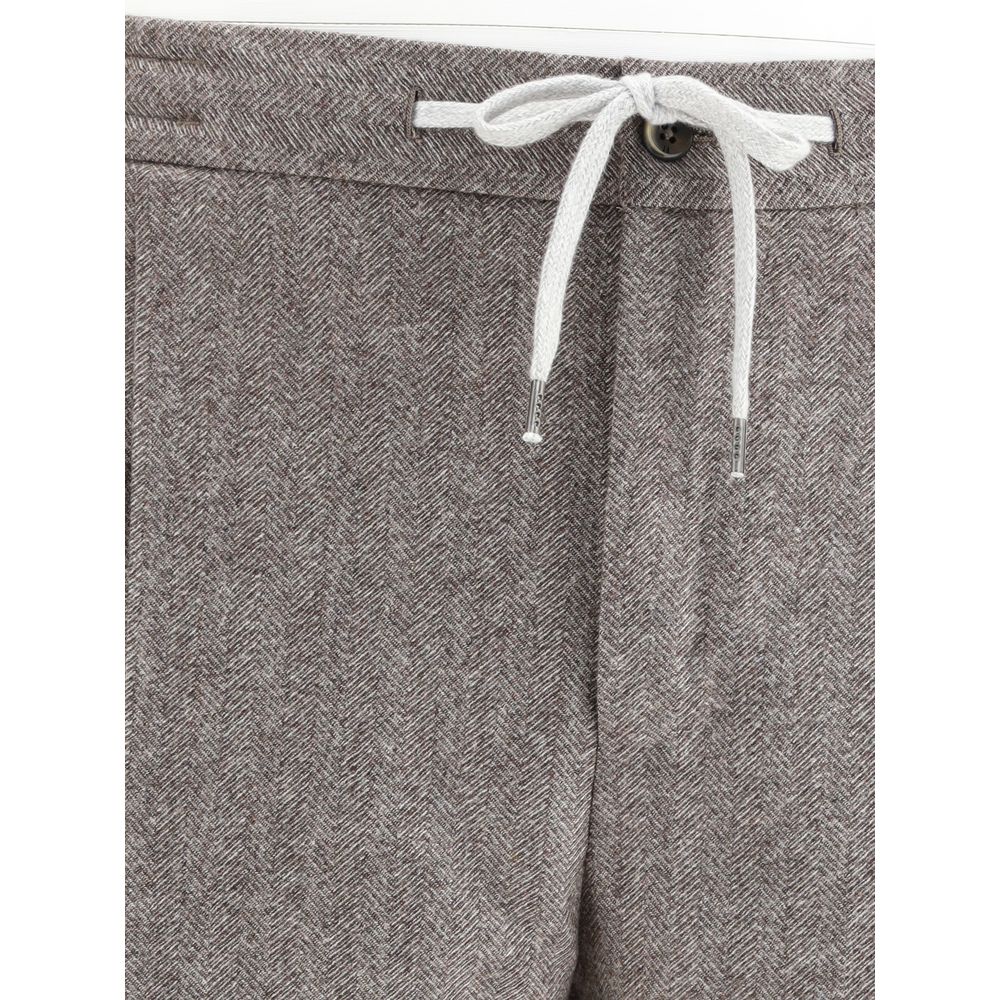 Brown Fleece Wool Casual Pants