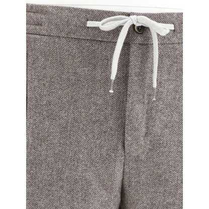 Brown Fleece Wool Casual Pants