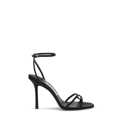 Black Calf Leather Bos Taurus Stiletto Heel Sandals